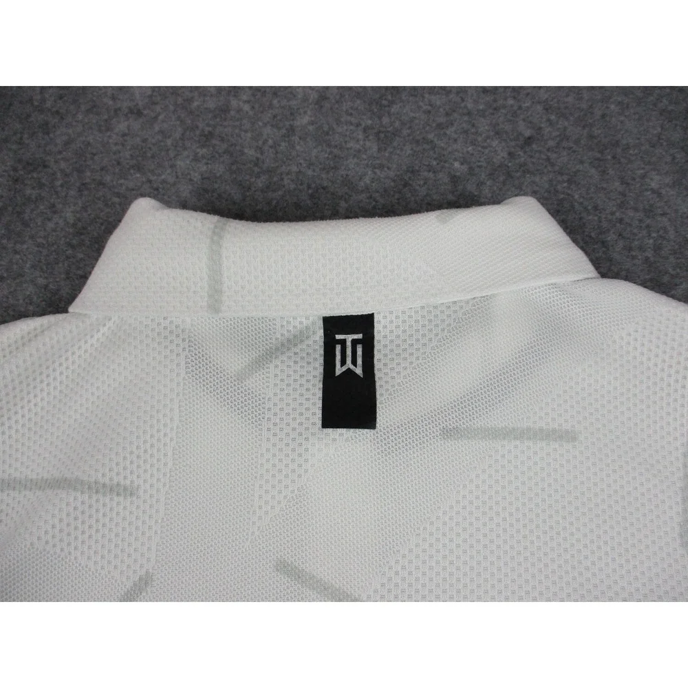 Tiger Woods Polo Shirt Mens Small White Nike Collection Dri-FIT Golf Performance
